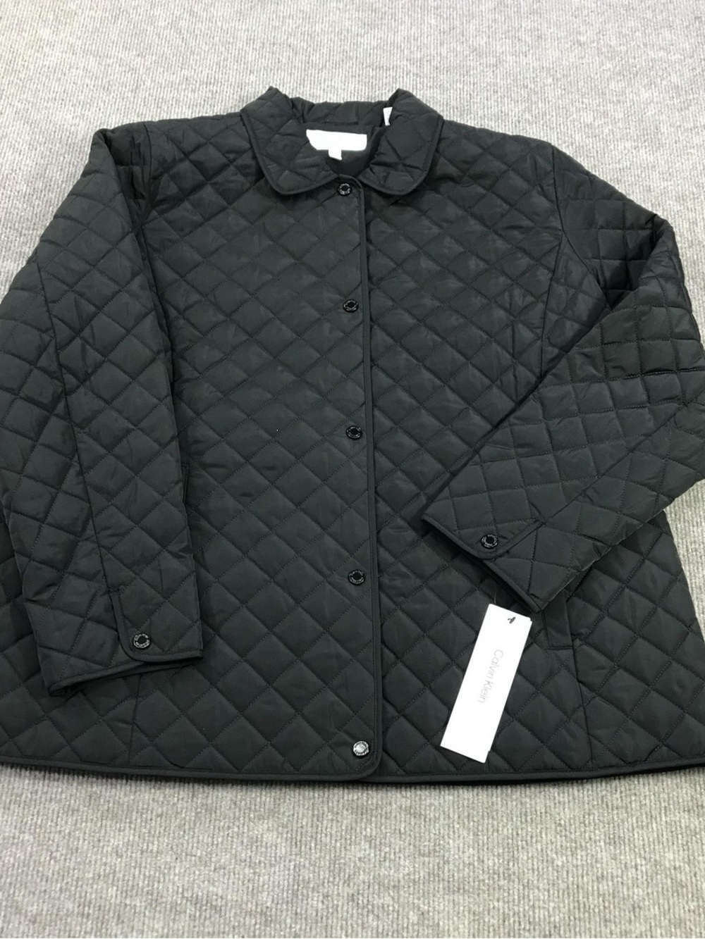 Calvin Klein Black Quilted Button-Front Puffer Jacket